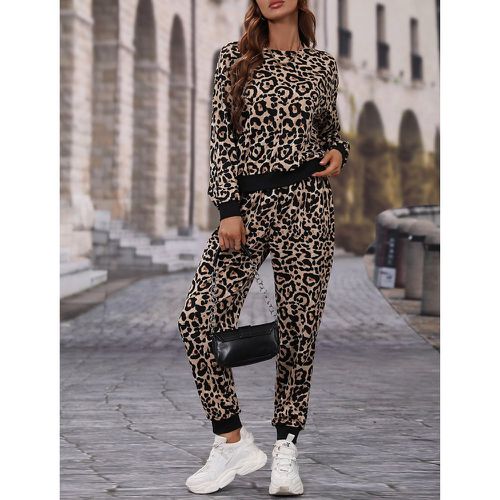 Pantalon de survêtement & Sweat-shirt à léopard - SHEIN - Modalova