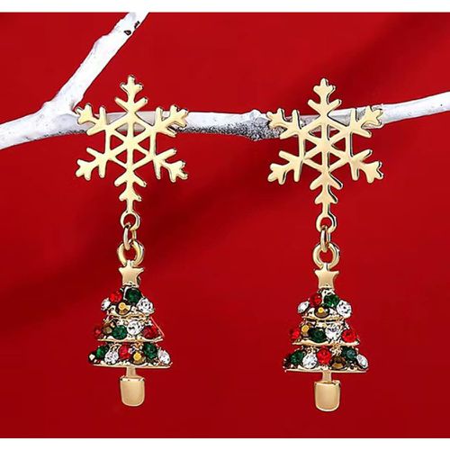 Pendants d'oreilles Noël avec strass flocon de neige & arbre - SHEIN - Modalova