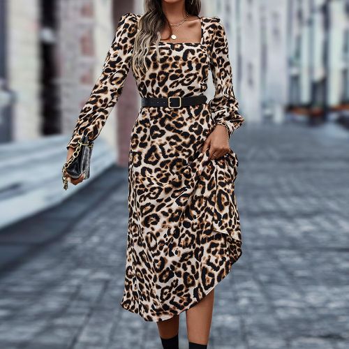 Robe léopard à col carré (sans ceinture) - SHEIN - Modalova
