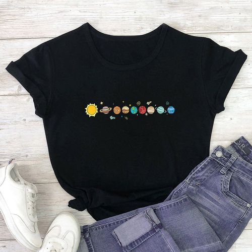 T-shirt à imprimé planète - SHEIN - Modalova