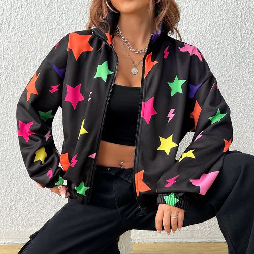 Sweat-shirt à imprimé étoile zippé - SHEIN - Modalova