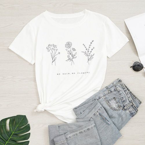 T-shirt slogan & fleuri - SHEIN - Modalova