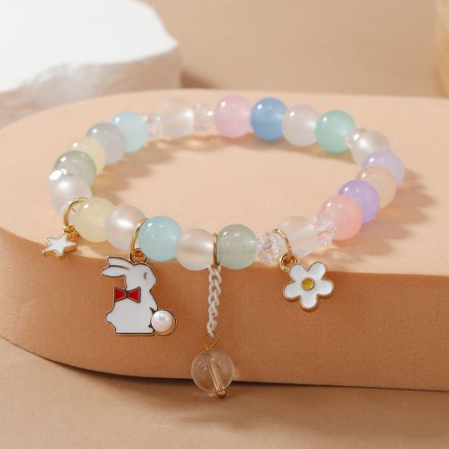 Bracelet perlé fleur & à breloque lapin - SHEIN - Modalova