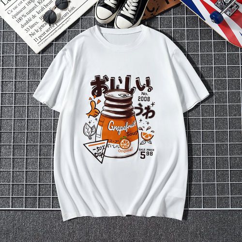 T-shirt lettre japonaise et dessin animé - SHEIN - Modalova