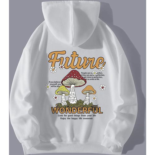 Sweat-shirt à capuche champignon & graphique de slogan à cordon à doublure thermique - SHEIN - Modalova