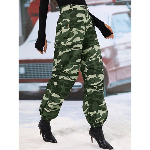 Pantalon trapèze à imprimé camouflage zippé - SHEIN - Modalova