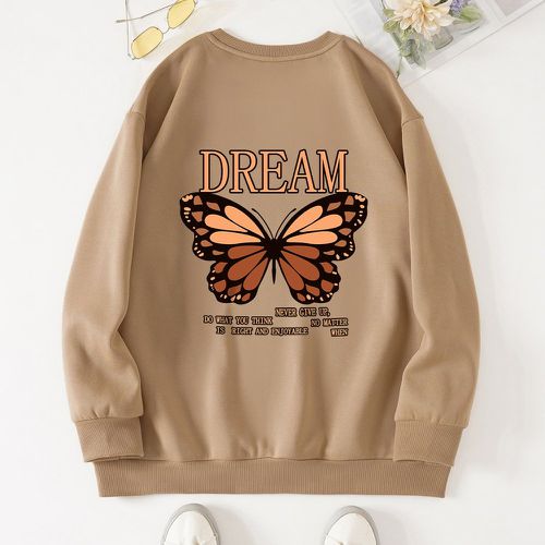 Sweat-shirt thermique à motif slogan et papillon - SHEIN - Modalova