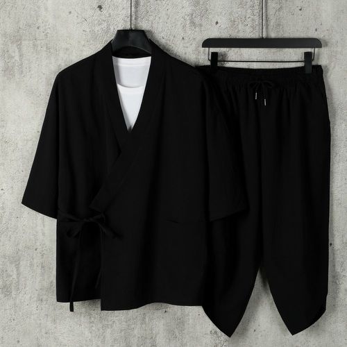 Kimono unicolore à nœud & Pantalon à cordon(sans t-shirt) - SHEIN - Modalova