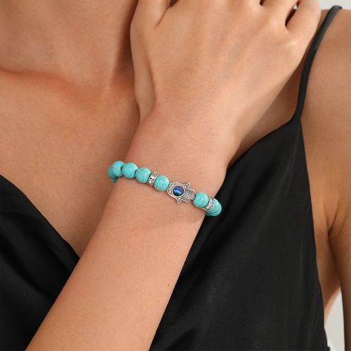 Bracelet perlé main de Fatma à détail turquoise - SHEIN - Modalova