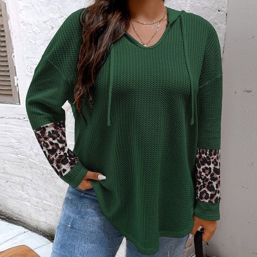 Sweat-shirt à capuche léopard en maille gaufrée - SHEIN - Modalova