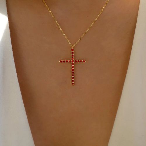 Collier à strass à pendentif croix - SHEIN - Modalova
