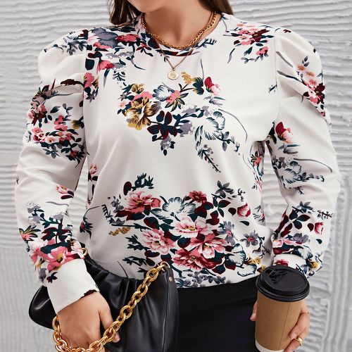 Sweat-shirt à imprimé floral manches bouffantes - SHEIN - Modalova