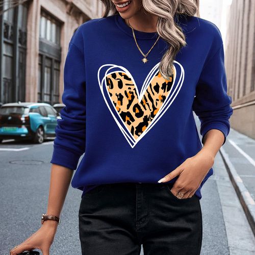 Sweat-shirt à motif cœur à léopard à doublure thermique - SHEIN - Modalova