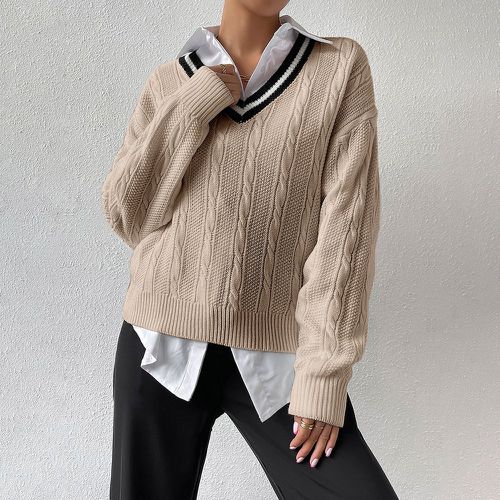 Pull à ourlet à rayures en tricot torsadé (sans blouse) - SHEIN - Modalova