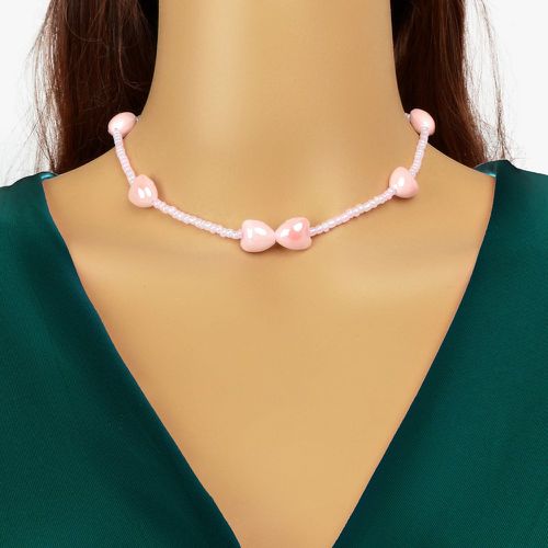 Collier à perles à détail cœur - SHEIN - Modalova