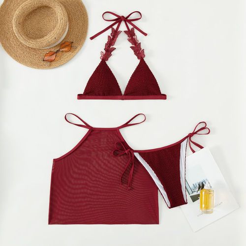 Bikini triangulaire ras-du-cou applique avec jupe de plage - SHEIN - Modalova