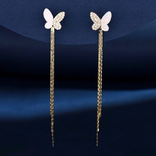 Pendants d'oreilles à strass papillon & à franges en métal - SHEIN - Modalova