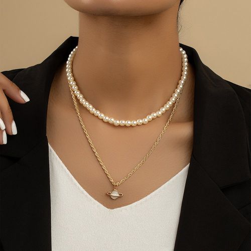 Collier planète pendentif multicouche avec fausses perles - SHEIN - Modalova