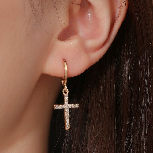 Pendants d'oreilles zircone cubique à détail croix - SHEIN - Modalova