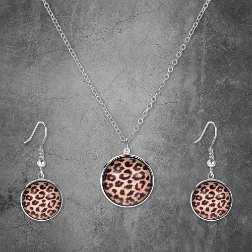 Collier à motif léopard à breloque ronde & pendants d'oreilles - SHEIN - Modalova