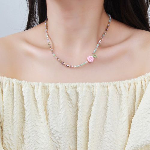 Collier à perles de couleur aléatoire à fleur - SHEIN - Modalova