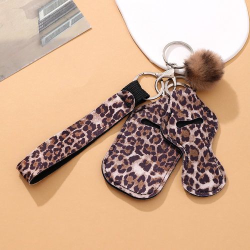 Porte-clés à motif léopard bouteille de désinfectant pour les mains breloque avec dragonne - SHEIN - Modalova