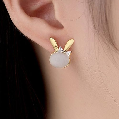 Clous d'oreilles zircone cubique design lapin - SHEIN - Modalova