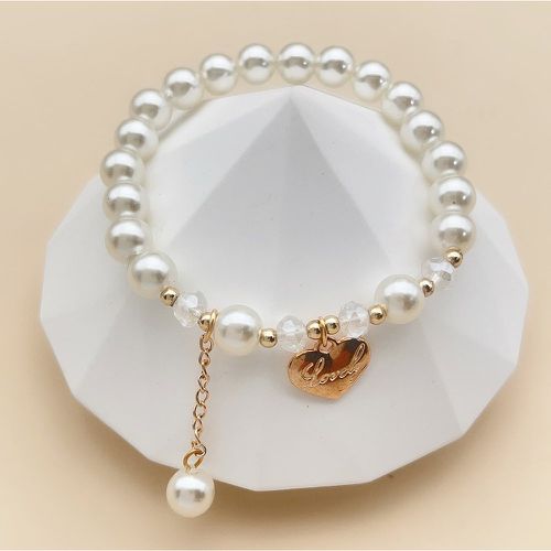 Bracelet à lettres à breloque cœur avec fausses perles - SHEIN - Modalova
