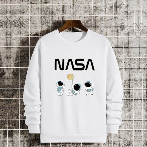 Sweat-shirt à imprimé lettre et astronaute à doublure thermique - SHEIN - Modalova