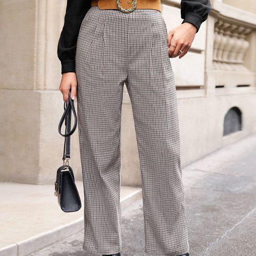Pantalon de costume à pied-de-poule à poche (sans ceinture) - SHEIN - Modalova