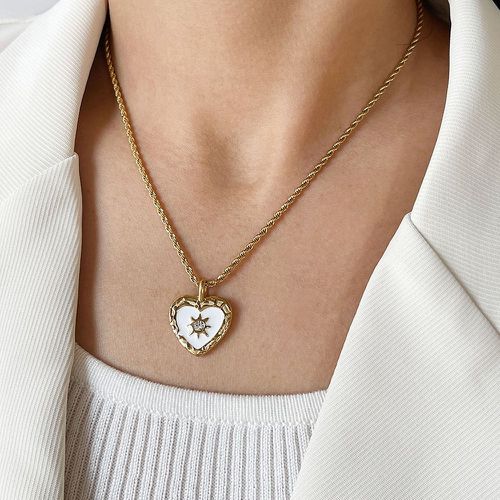 Collier avec strass à pendentif cœur - SHEIN - Modalova