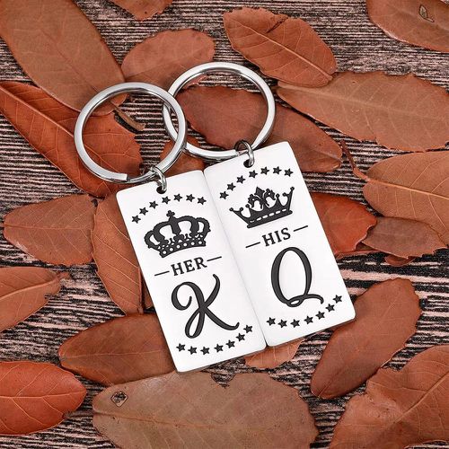 Pièces Porte-clés couple couronne & à lettres rectangle breloque - SHEIN - Modalova