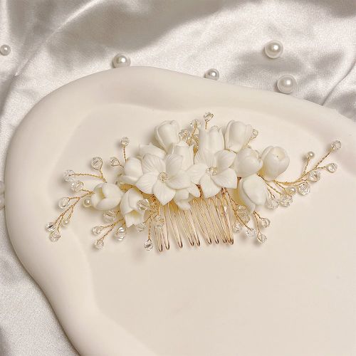 Peigne à cheveux fausse perle & à fleur mariée - SHEIN - Modalova