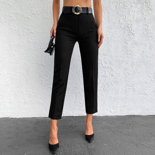 Pantalon trapèze zippé en cuir PU (sans ceinture) - SHEIN - Modalova