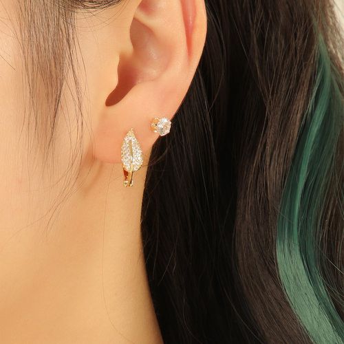 Paires Boucles d'oreilles à strass à détail feuille - SHEIN - Modalova
