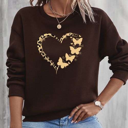 Sweat-shirt à imprimé léopard et papillon - SHEIN - Modalova
