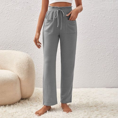Pantalon de détente à taille froncée avec poche à nœud en maille gaufrée - SHEIN - Modalova