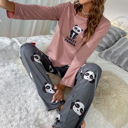 Ensemble de pyjama à motif panda et lettre - SHEIN - Modalova