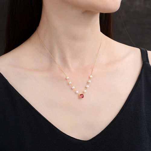 Collier avec pendentif perle de culture zircone cubique - SHEIN - Modalova
