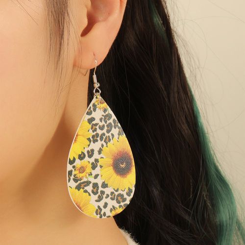 Boucles d'oreilles à design goutte d'eau tournesol & à motif léopard - SHEIN - Modalova