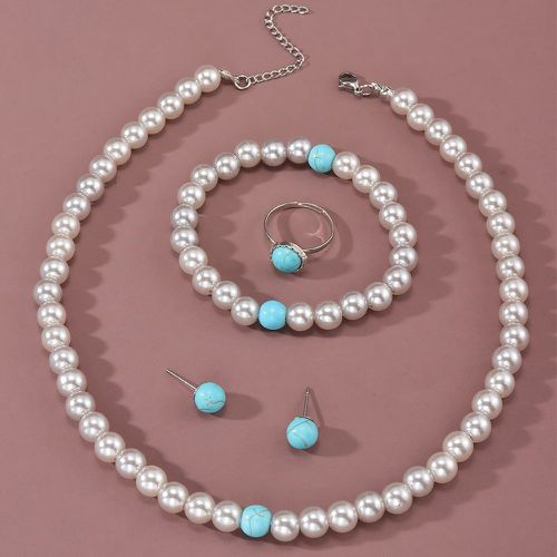 Pièces Set de bijoux fausse perle & à détail turquoise - SHEIN - Modalova