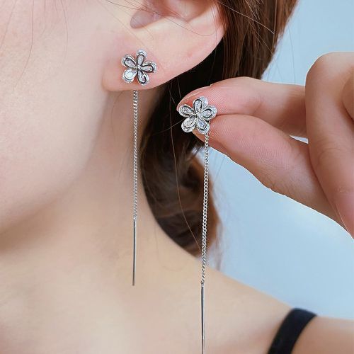 Boucles d'oreilles enfileur zircone cubique à fleur - SHEIN - Modalova