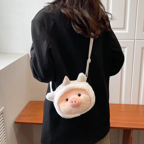 Sac fantaisie mini design cochon en tissu duveteux - SHEIN - Modalova