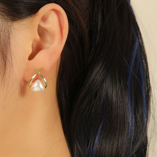 Clous d'oreilles à fausse perle triangulaire design - SHEIN - Modalova