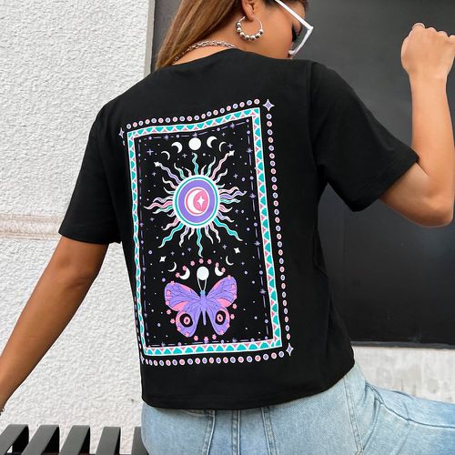 T-shirt papillon et soleil - SHEIN - Modalova