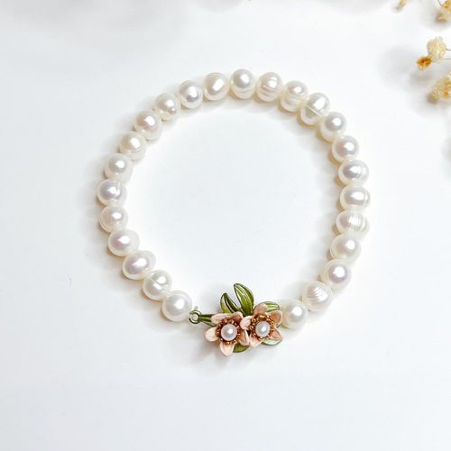 Bracelet perlé fleur & perle de culture - SHEIN - Modalova