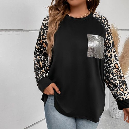 T-shirt léopard à paillettes manches raglan - SHEIN - Modalova
