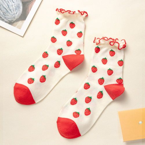 Chaussettes à motif fraise à plis - SHEIN - Modalova