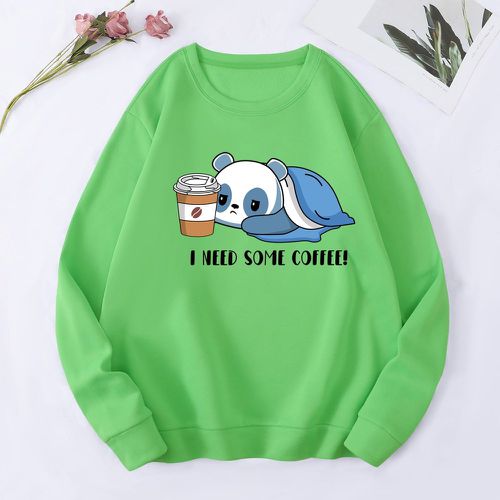 Sweat-shirt à motif panda et graphique de slogan à doublure thermique - SHEIN - Modalova