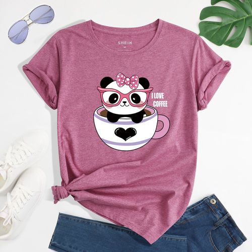 T-shirt à motif panda et graphique de slogan - SHEIN - Modalova